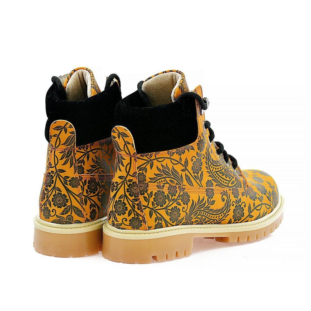 Orange & Black Drawings in Art Short Boots ACAT104