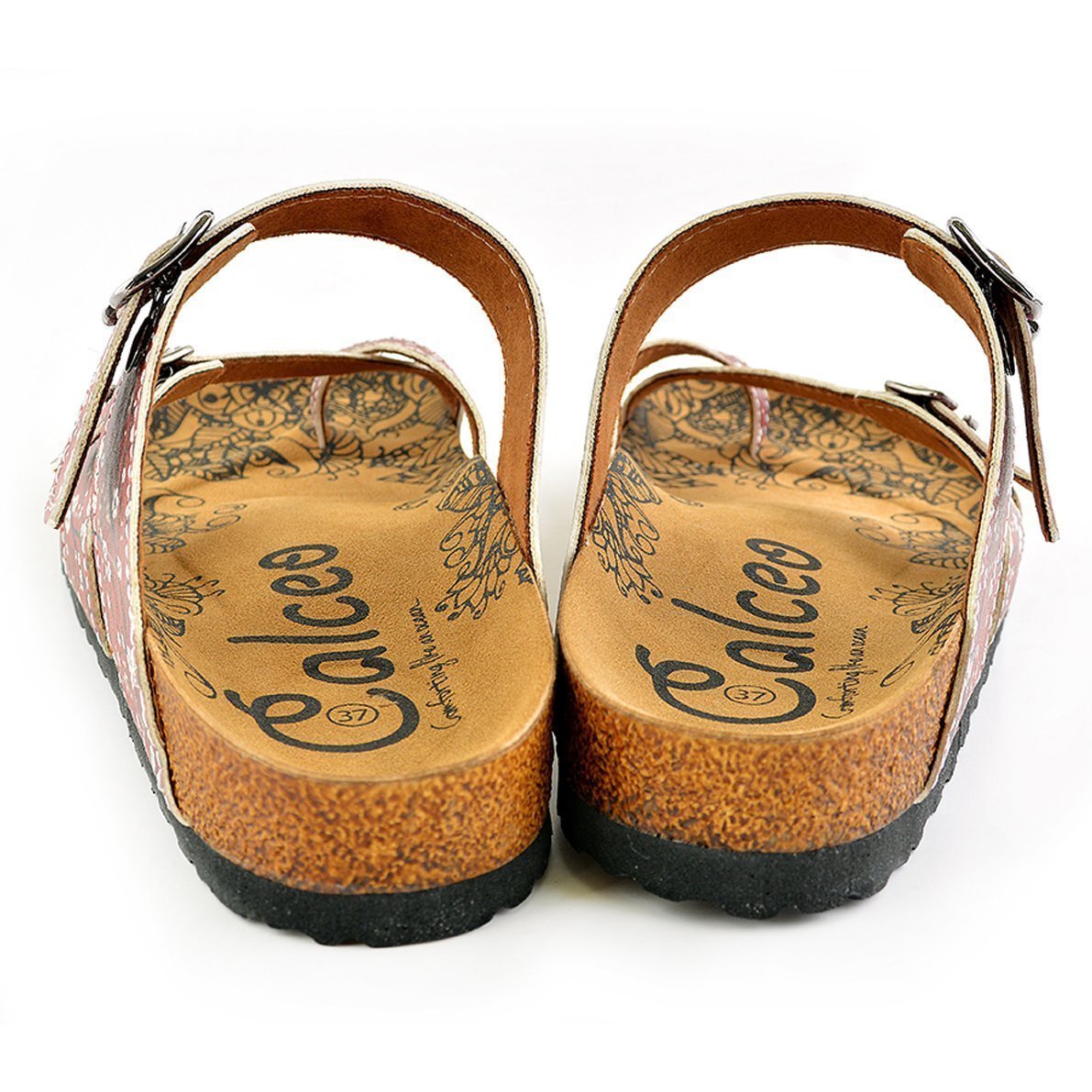 Red & White Floral Strappy Sandal CAL1003