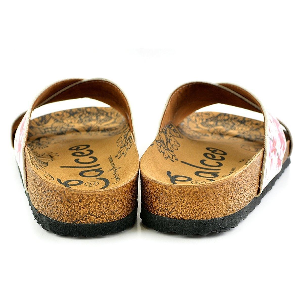White & Red Floral Cross-Strap Sandal CAL1103