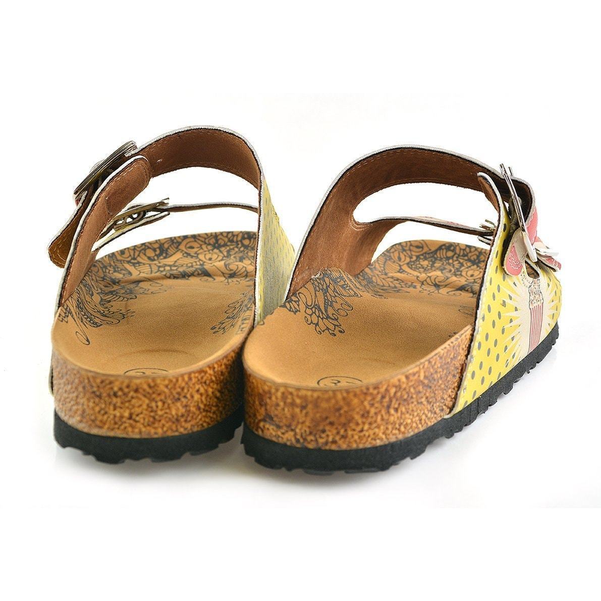 Red & Yellow Popcorn Two-Strap Buckle Sandal CAL203