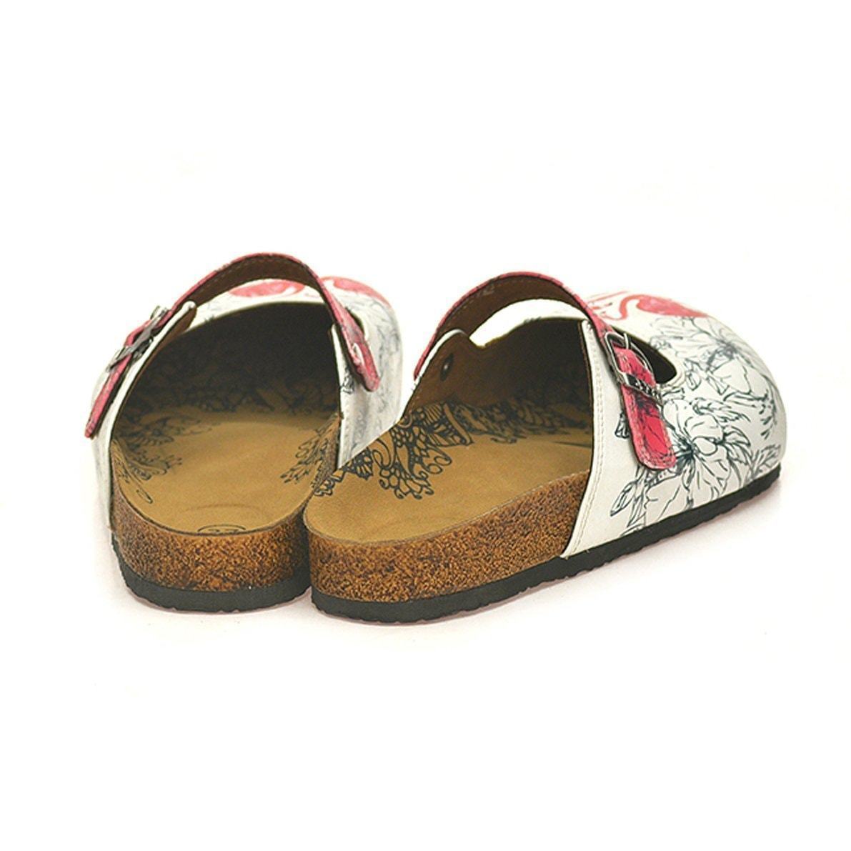 White & Pink Flamingo Clogs CAL806