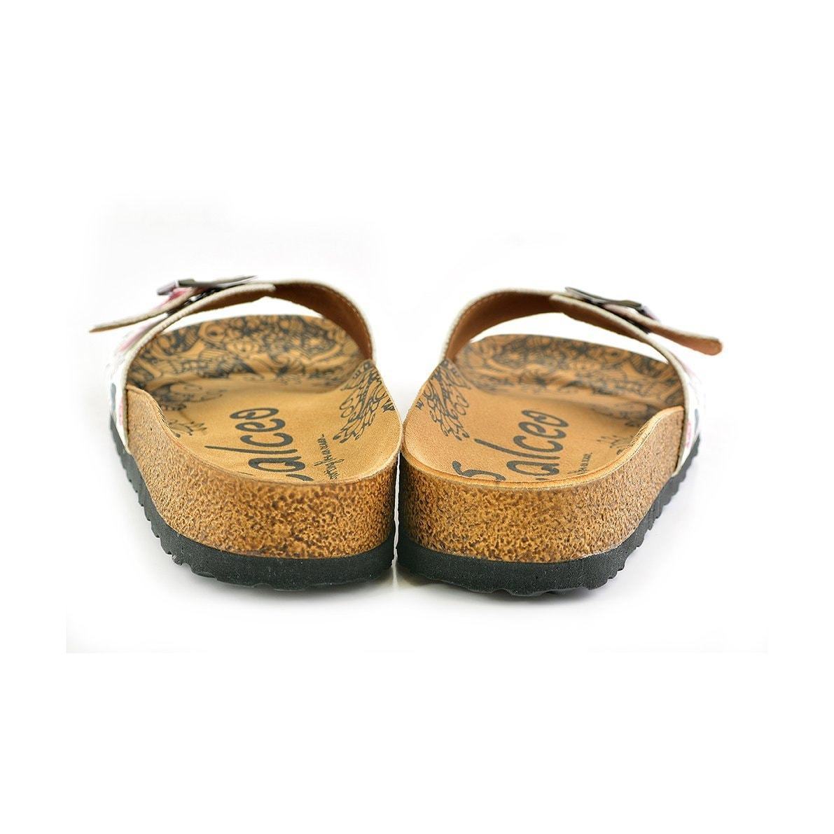 White & Red Cat Buckle-Accent Sandal CAL906