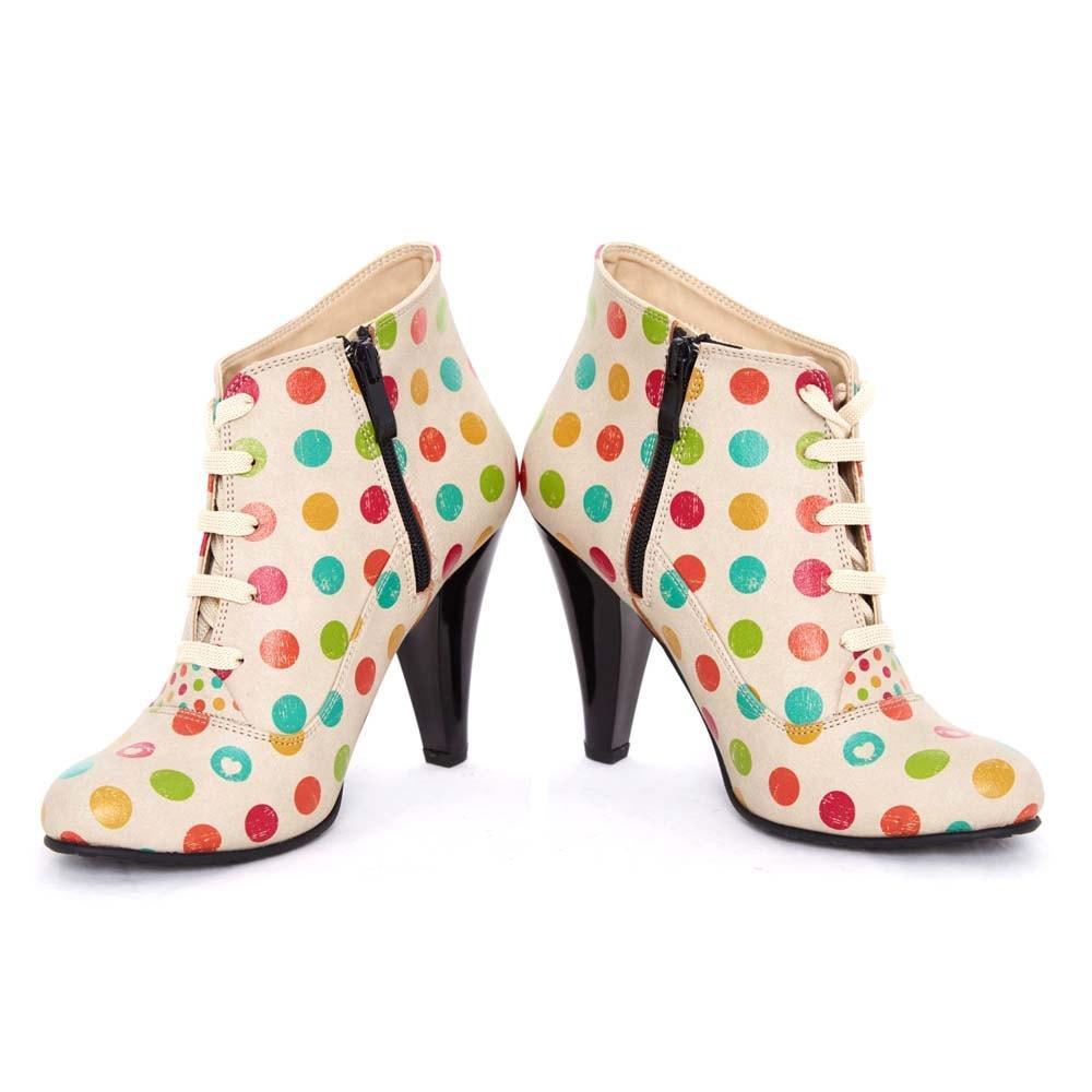 Colored Dots Ankle Boots BT301, Goby, GOBY Ankle Boots 