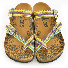 Yellow & Purple Geometric Strappy Sandal CAL1001