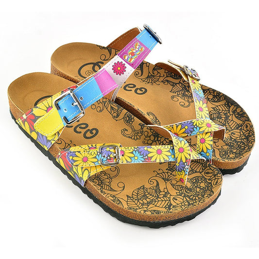 Yellow & Blue Floral Strappy Sandal CAL1002