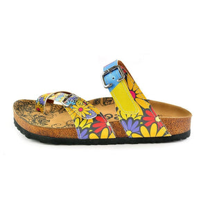 Yellow & Blue Floral Strappy Sandal CAL1002