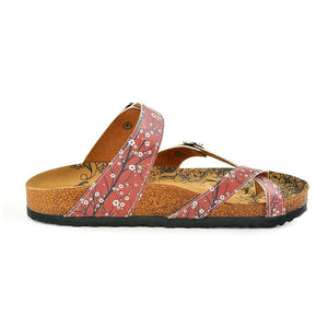 Red & White Floral Strappy Sandal CAL1003