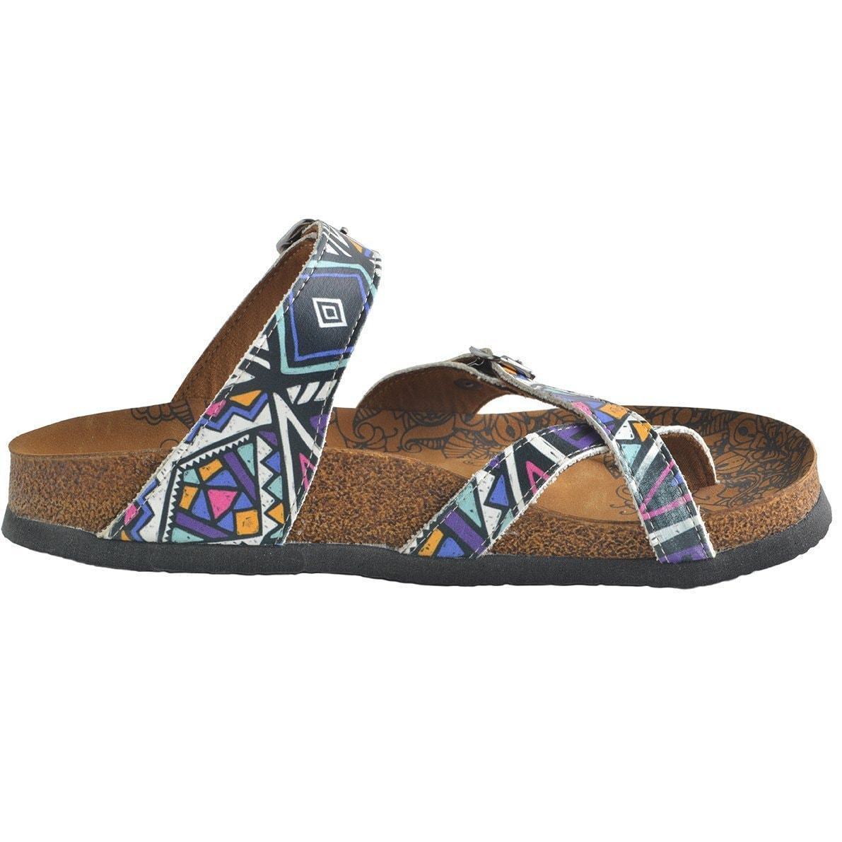 Purple & White Geometric Sandal CAL1006