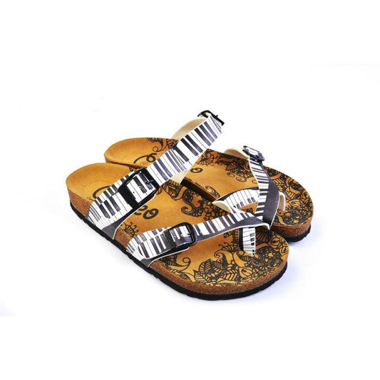 Black & White Piano Keys Sandal CAL1010, Goby, CALCEO Sandal 