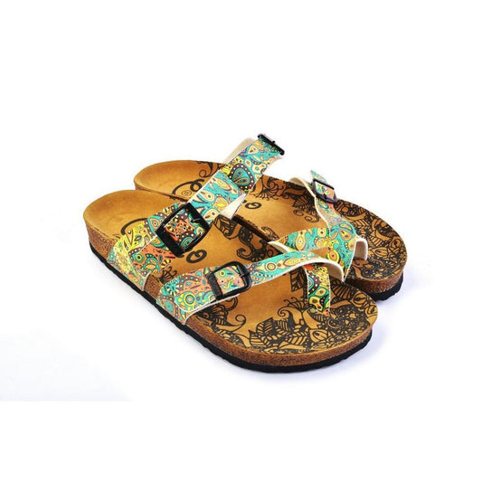 Blue & Orange Paisley Sandal CAL1011, Goby, CALCEO Sandal 