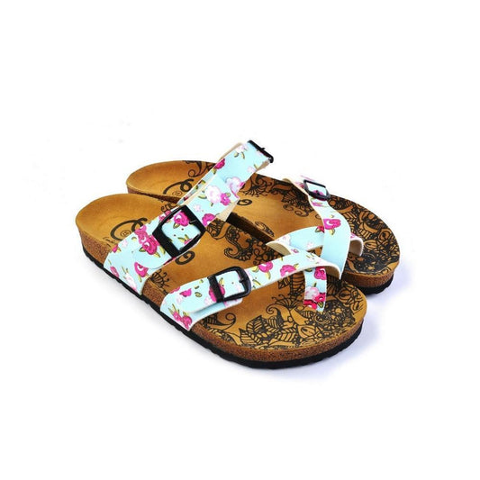 Blue & Pink Floral Sandal CAL1012, Goby, CALCEO Sandal 