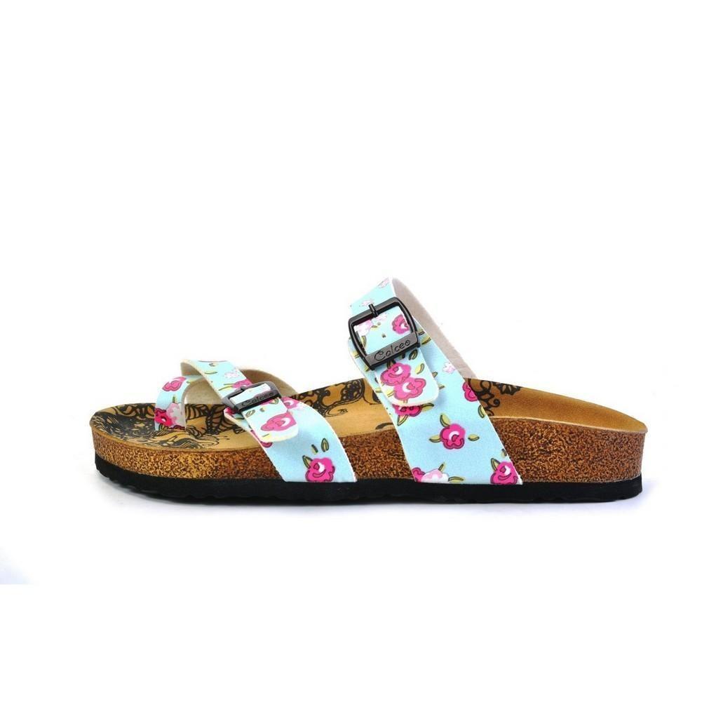 Blue & Pink Floral Sandal CAL1012, Goby, CALCEO Sandal 