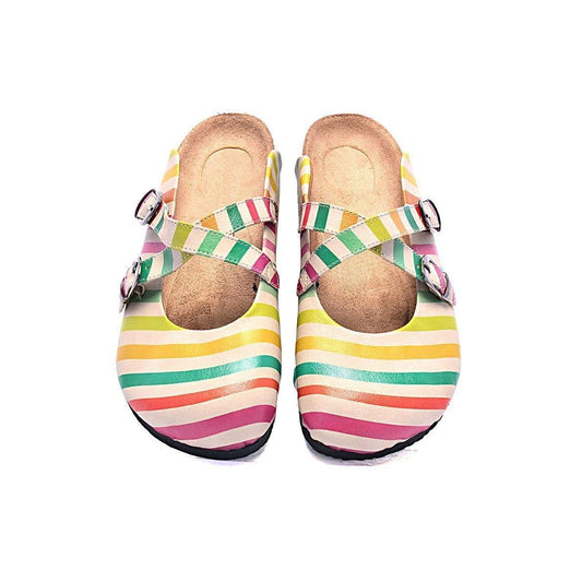 Pink & Yellow Stripe Clogs CAL102