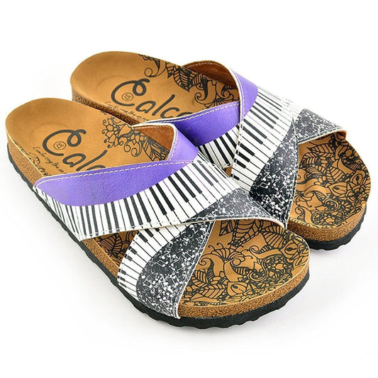 Purple & White Piano Cross-Strap Sandal CAL1102