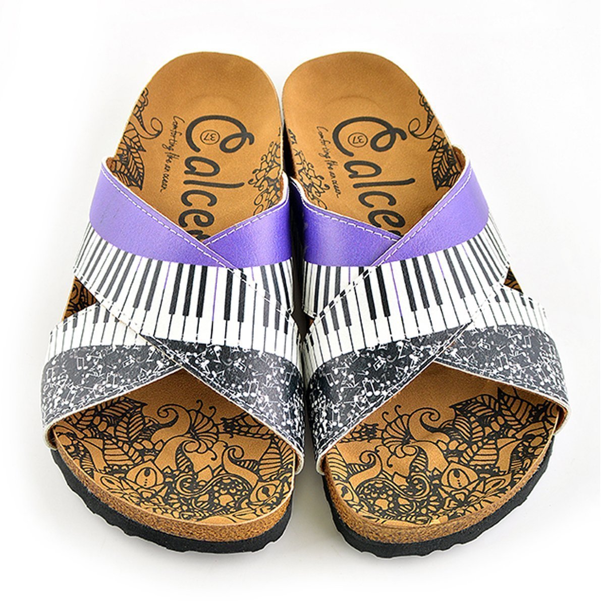 Purple & White Piano Cross-Strap Sandal CAL1102