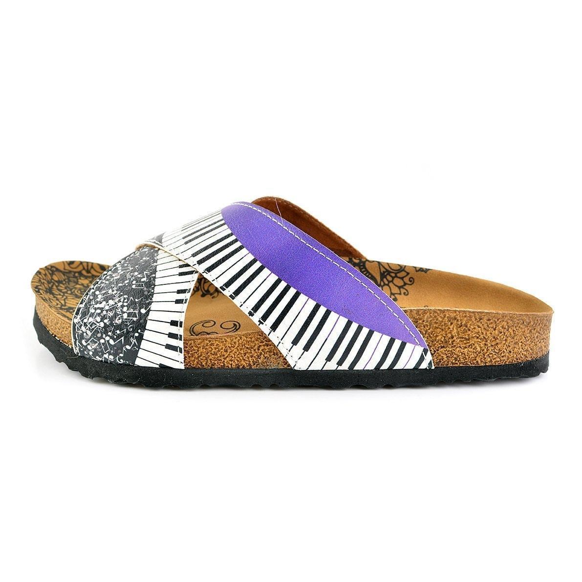 Purple & White Piano Cross-Strap Sandal CAL1102