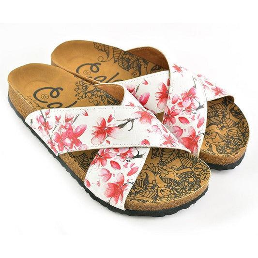 White & Red Floral Cross-Strap Sandal CAL1103