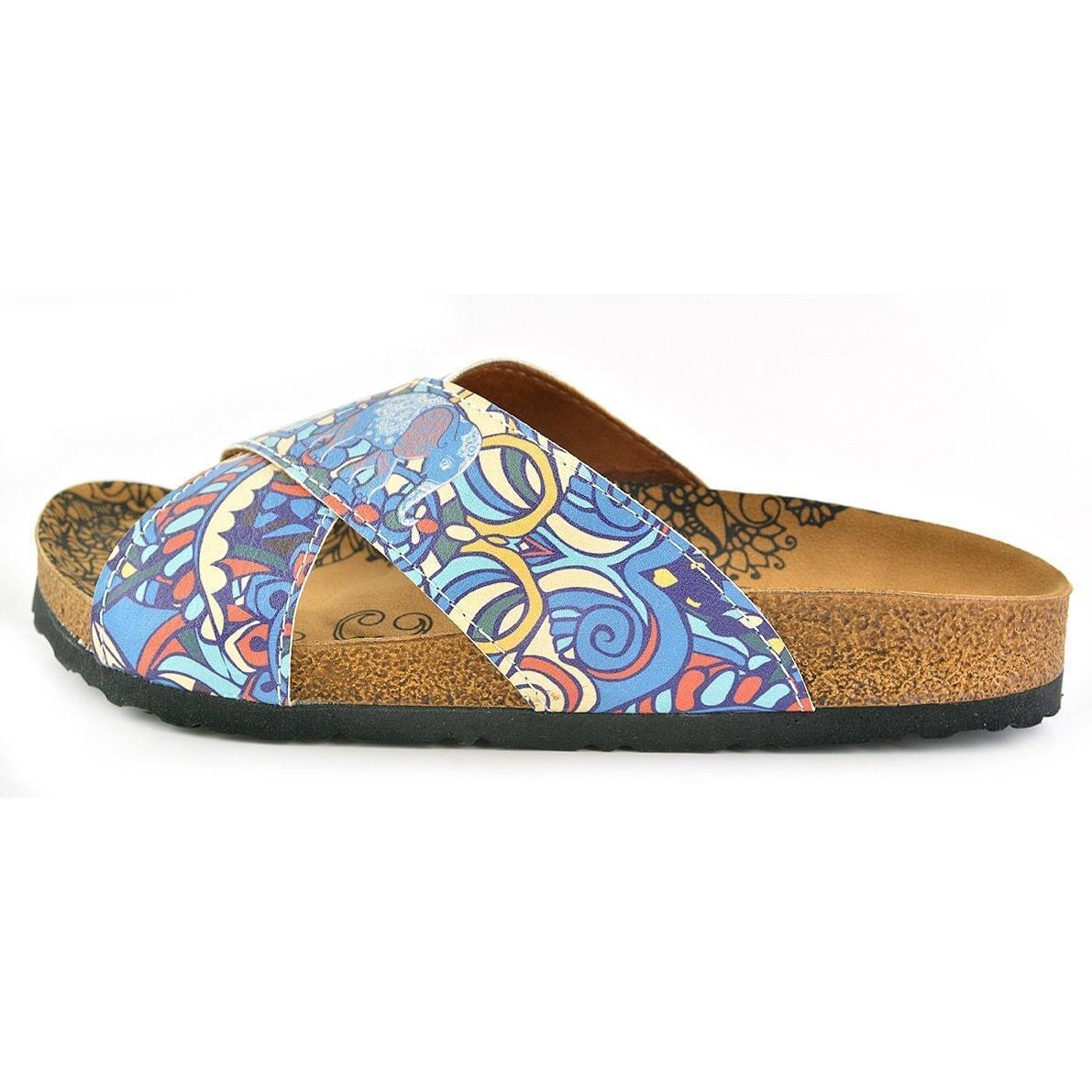 Blue & Yellow Elephant Cross-Strap Sandal CAL1108, Goby, CALCEO Sandal 