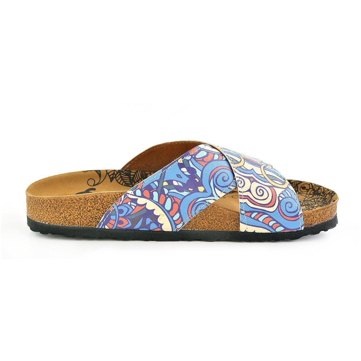 Blue & Yellow Elephant Cross-Strap Sandal CAL1108, Goby, CALCEO Sandal 