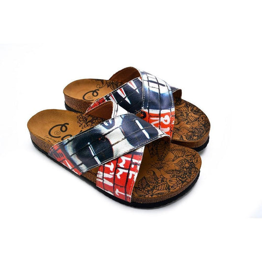 Black, Red, White and Wall Decoy Patterned Sandal - CAL1110, Goby, CALCEO Sandal 
