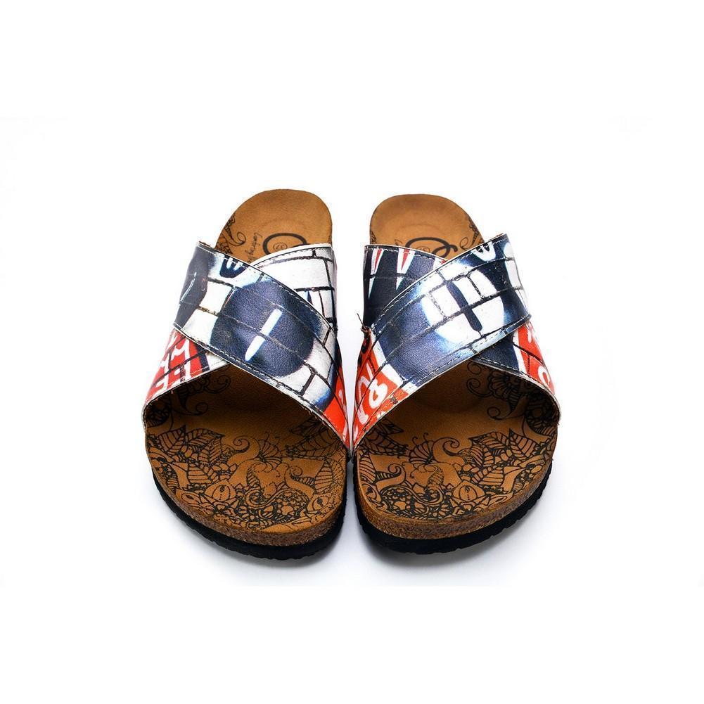 Black, Red, White and Wall Decoy Patterned Sandal - CAL1110, Goby, CALCEO Sandal 