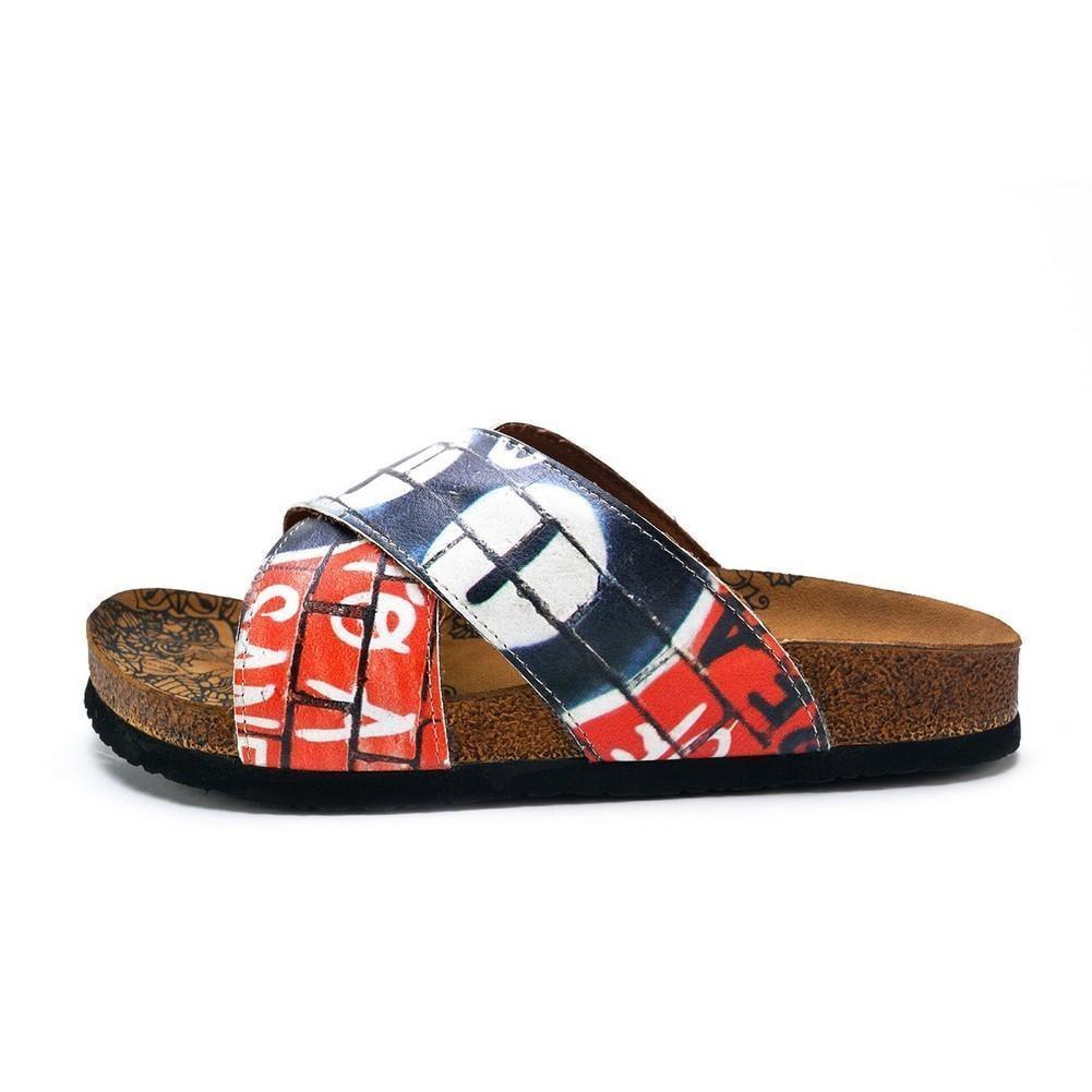 Black, Red, White and Wall Decoy Patterned Sandal - CAL1110, Goby, CALCEO Sandal 