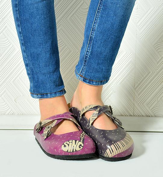 Purple & Black Music Clogs CAL113