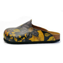 Black Flowers and Yellow Leaf Sandal - CAL1408, Goby, CALCEO Sandal 