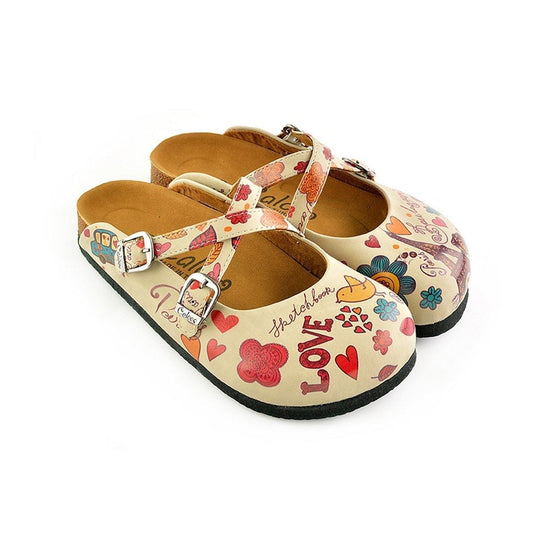 Cream & Pink Love Clogs CAL144 - Goby CALCEO Clogs 