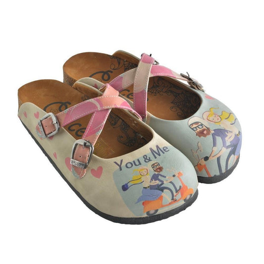 Blue & Pink You & Me Clogs CAL147, Goby, CALCEO Clogs 