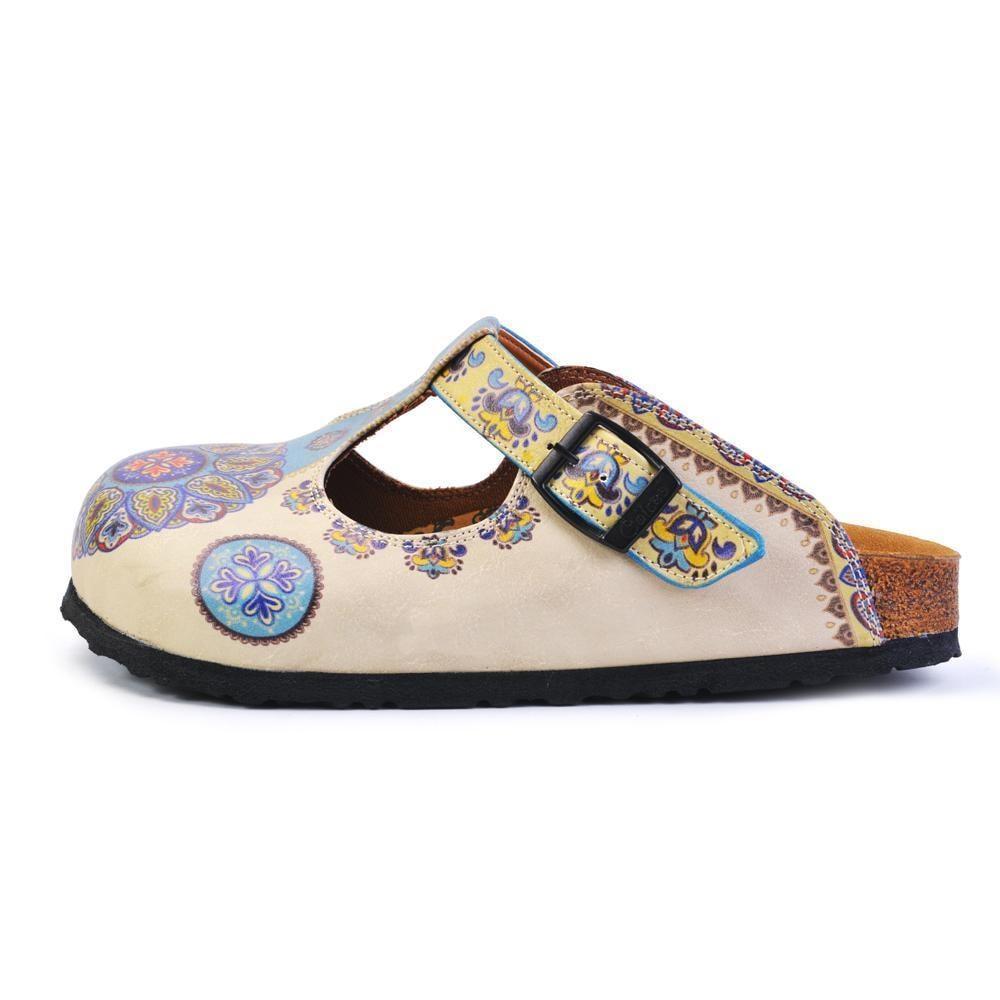 Blue & Beige Pattern Clogs CAL1503, Goby, CALCEO Clogs 