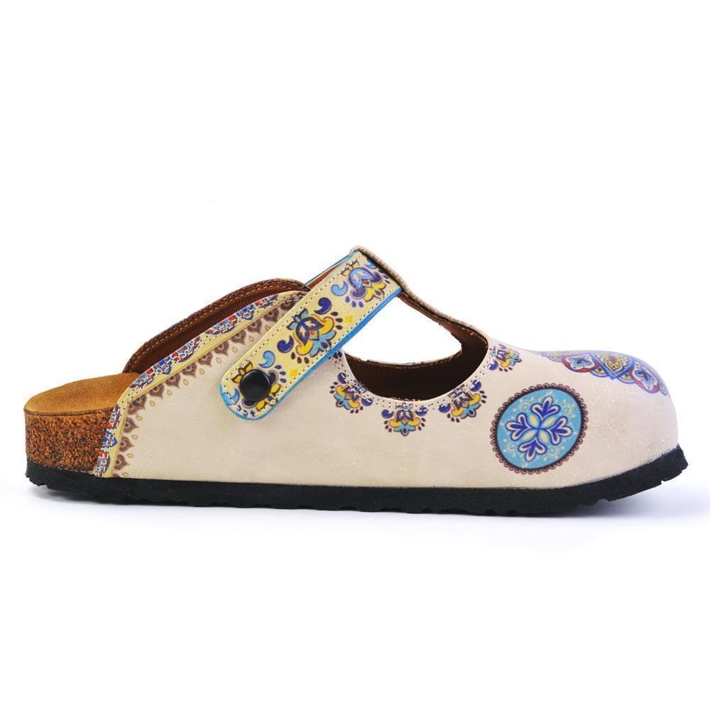 Blue & Beige Pattern Clogs CAL1503, Goby, CALCEO Clogs 