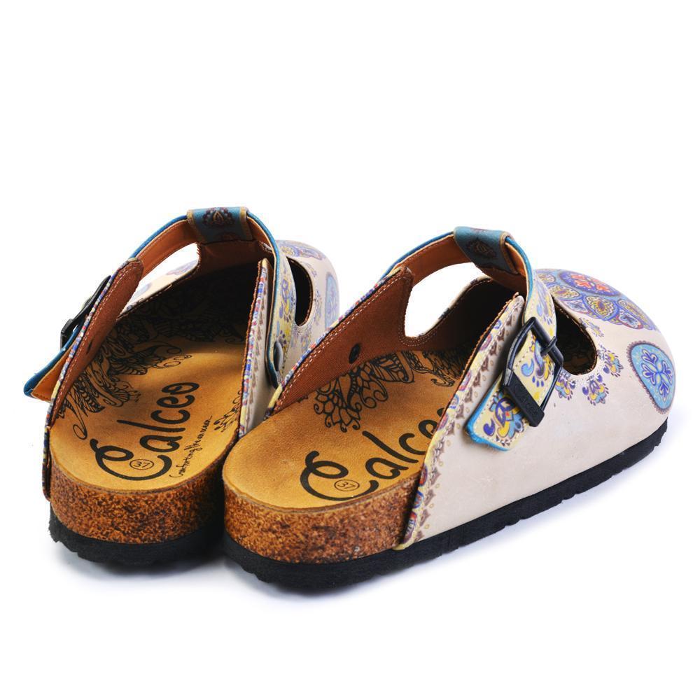 Blue & Beige Pattern Clogs CAL1503, Goby, CALCEO Clogs 