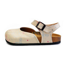 Beige, Blue, Red Sail and Bridge Color, Istanbul Written Patterned Clogs - CAL1607, Goby, CALCEO Clogs 