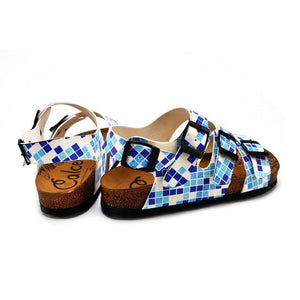 Blue, Dark Blue and Light Blue Color Square Patterned Clogs - CAL1903, Goby, CALCEO Clogs 