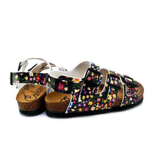 Colored Flowers and Black Patterned Clogs - CAL1906, Goby, CALCEO Clogs 