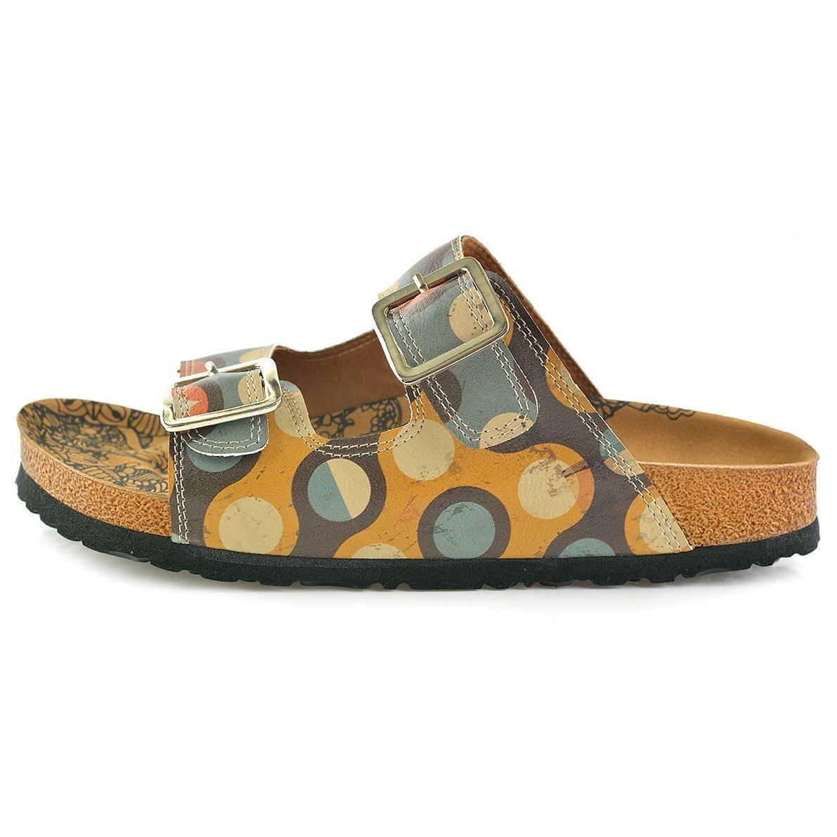 Blue & Orange Dot Two-Strap Buckle Sandal CAL201, Goby, CALCEO Sandal 