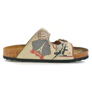 Cream & Red Italy Two-Strap Buckle Sandal CAL202 - Goby CALCEO Sandal 