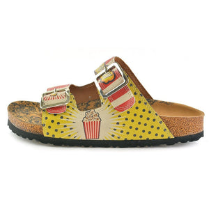 Red & Yellow Popcorn Two-Strap Buckle Sandal CAL203