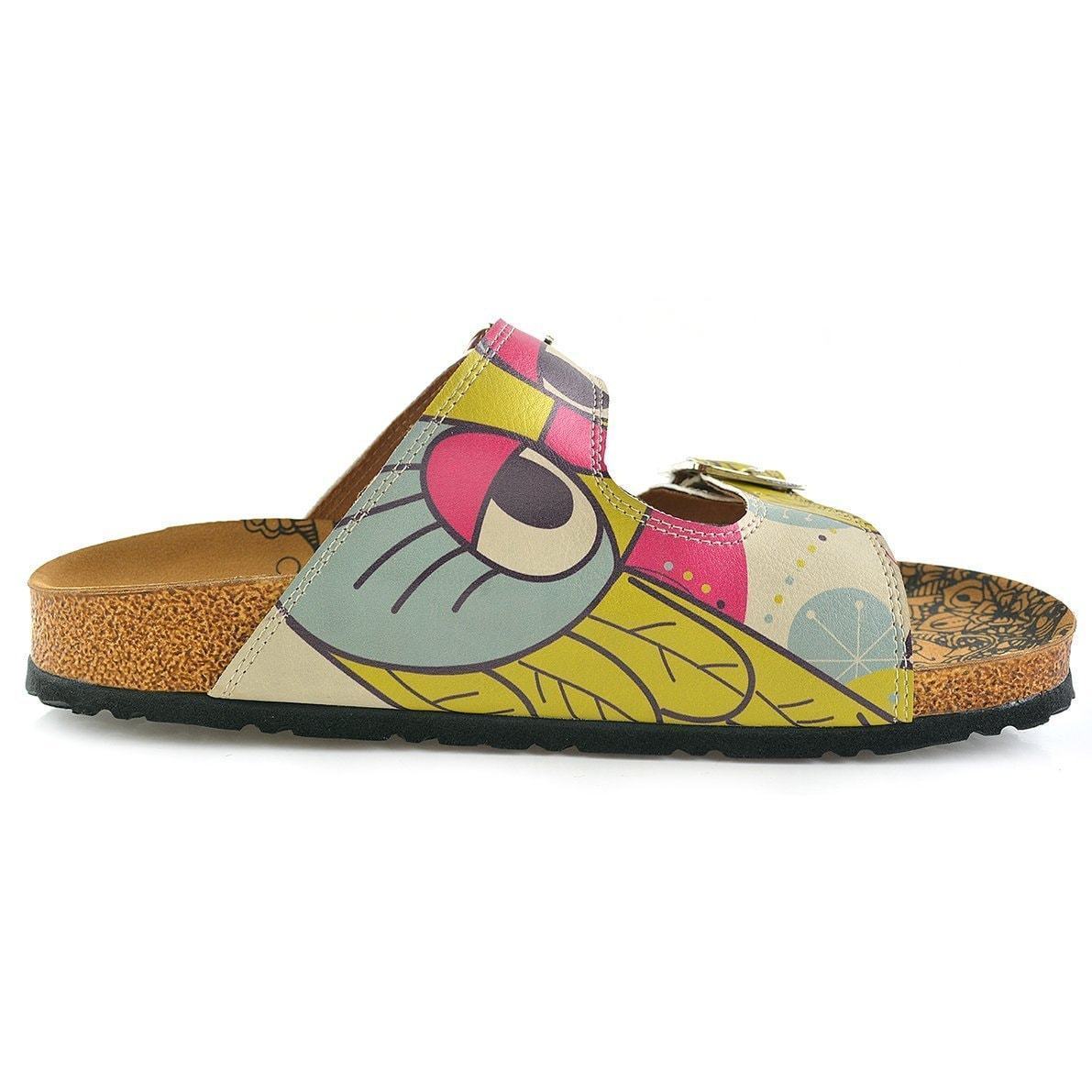 Blue & Pink Owl Two-Strap Buckle Sandal CAL205, Goby, CALCEO Sandal 