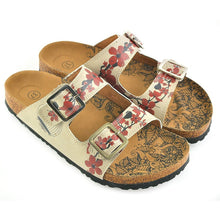 Cream & Red Floral Two-Strap Buckle Sandal CAL207 - Goby CALCEO Sandal 