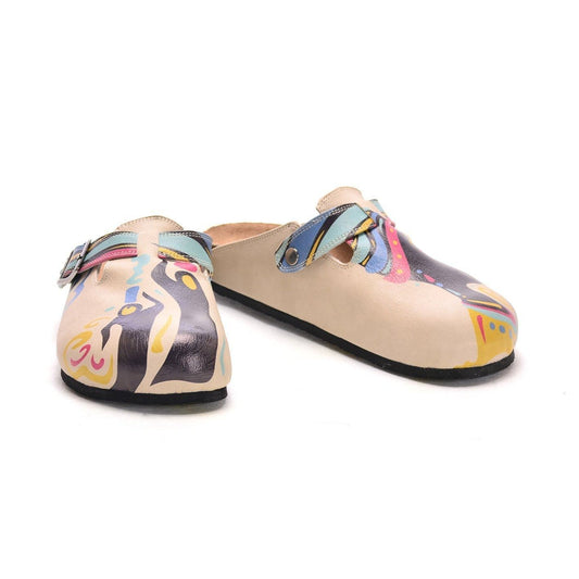 Cream African Queen Clogs CAL306 - Goby CALCEO Clogs 