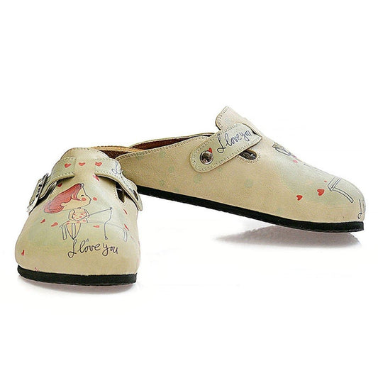 Cream Sketch Love Clogs CAL307 - Goby CALCEO Clogs 