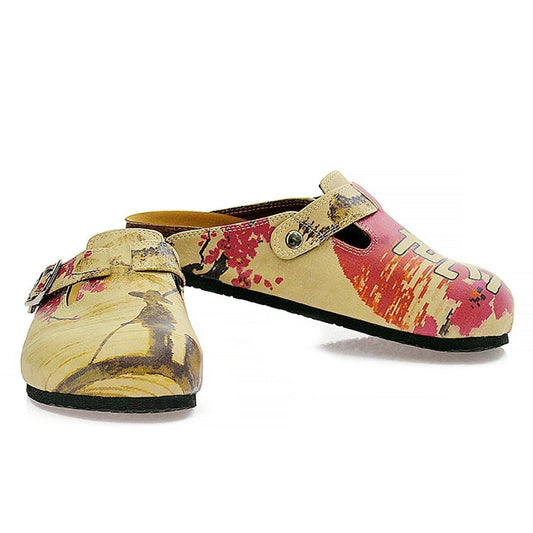 Red & Tan Chinese Clogs CAL320