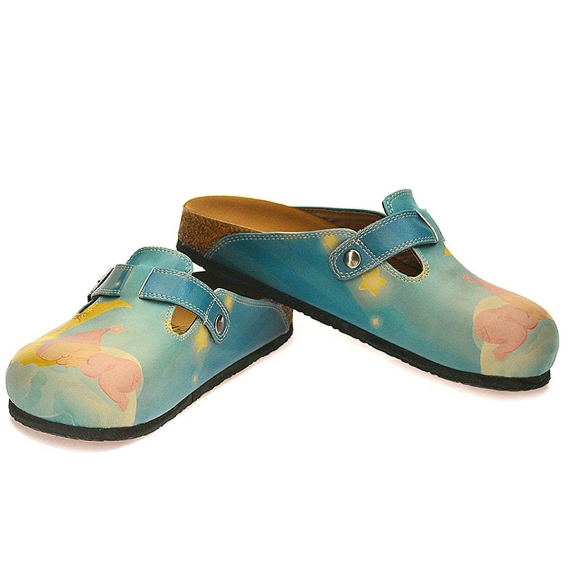 Blue Sleeping Baby Clogs CAL334, Goby, CALCEO Clogs 
