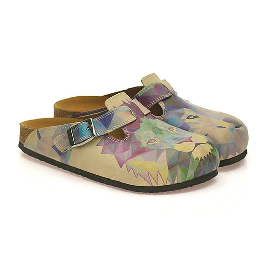 Purple Geo Lion & Wolf Clogs CAL335