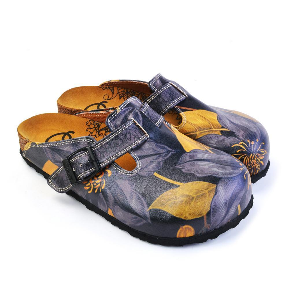 Navy Blue Floral Clogs CAL372