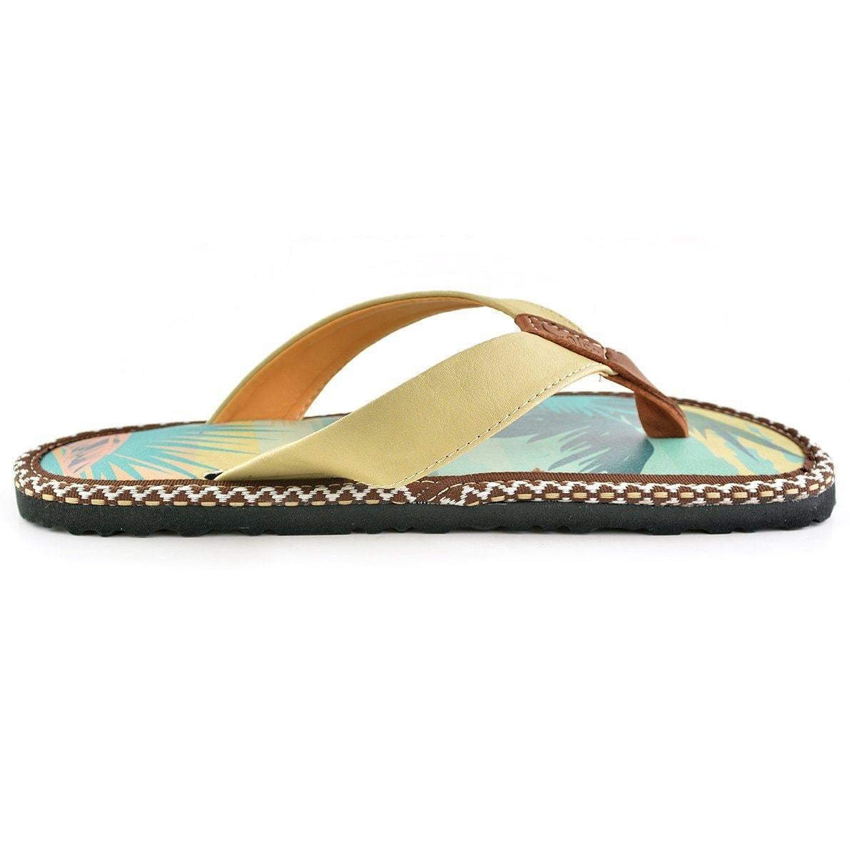 Tan & Blue Ocean Paradise Flip-Flop CAL413 (737681145952)