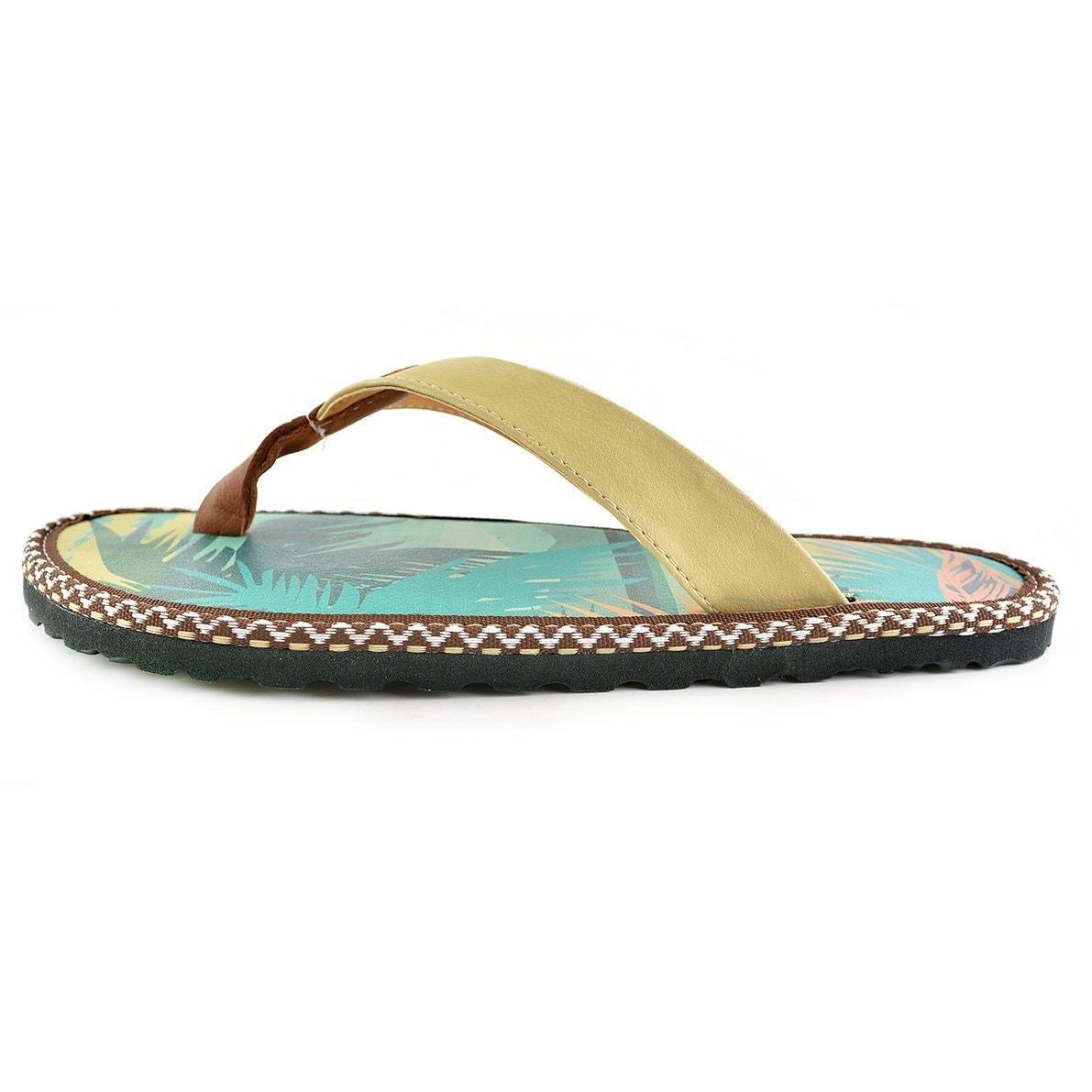 Tan & Blue Ocean Paradise Flip-Flop CAL413 (737681145952)