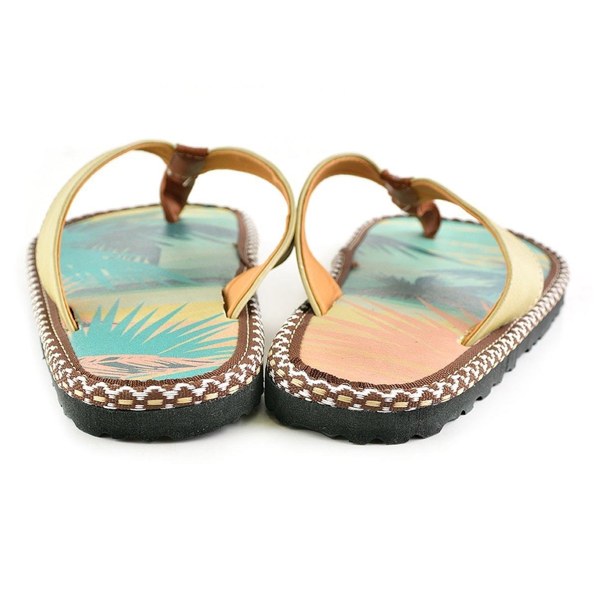 Tan & Blue Ocean Paradise Flip-Flop CAL413 (737681145952)